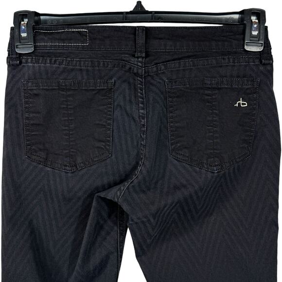 Rag & Bone SZ 27 Jeggings Jeans Chevron Ombre Stretch Low-Rise Pockets Zip Black - Picture 6 of 11
